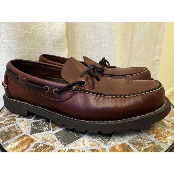 Restored Vintage L.L. Bean Leather Blucher Moccasins Men’s 9.5 D Lug Sole USA - Picture 8 of 14